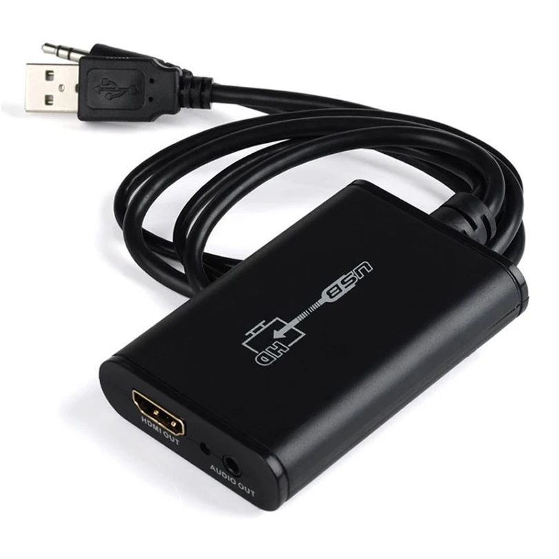 Конвертер USB 2 0 в HDMI с аудиокабелем 3 5 мм многоэкранный графический адаптер 1080P для