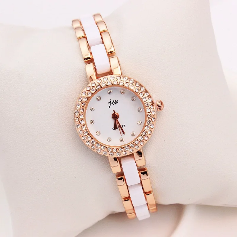 Бренд Jw Кварцевые часы Женские роскошные розовое золото наручные часы Женские Простые Кристальные часы браслет женские часы подарки