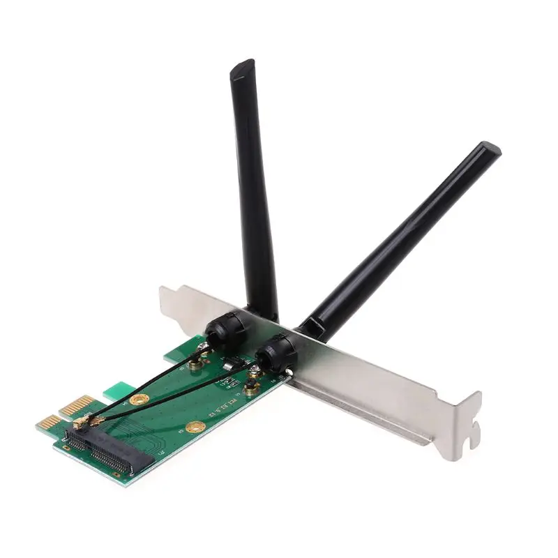 

Wireless Network Card WiFi Mini PCI-E Express to PCI-E Adapter 2 Antenna External PC
