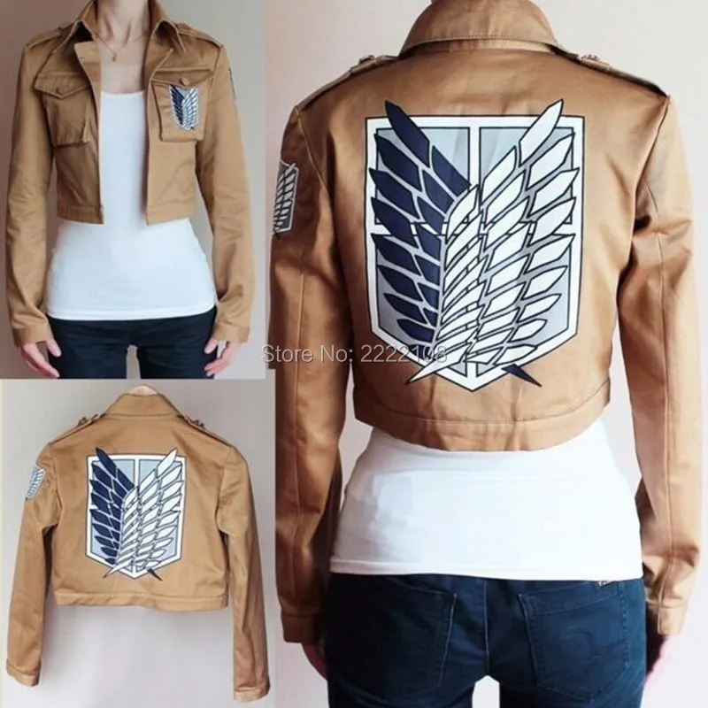 

Cheap Attack on Titan Jacket Shingeki no Kyojin Legion Coat Cosplay Eren Levi Jacket Unisex Halloween Costume Free shipping