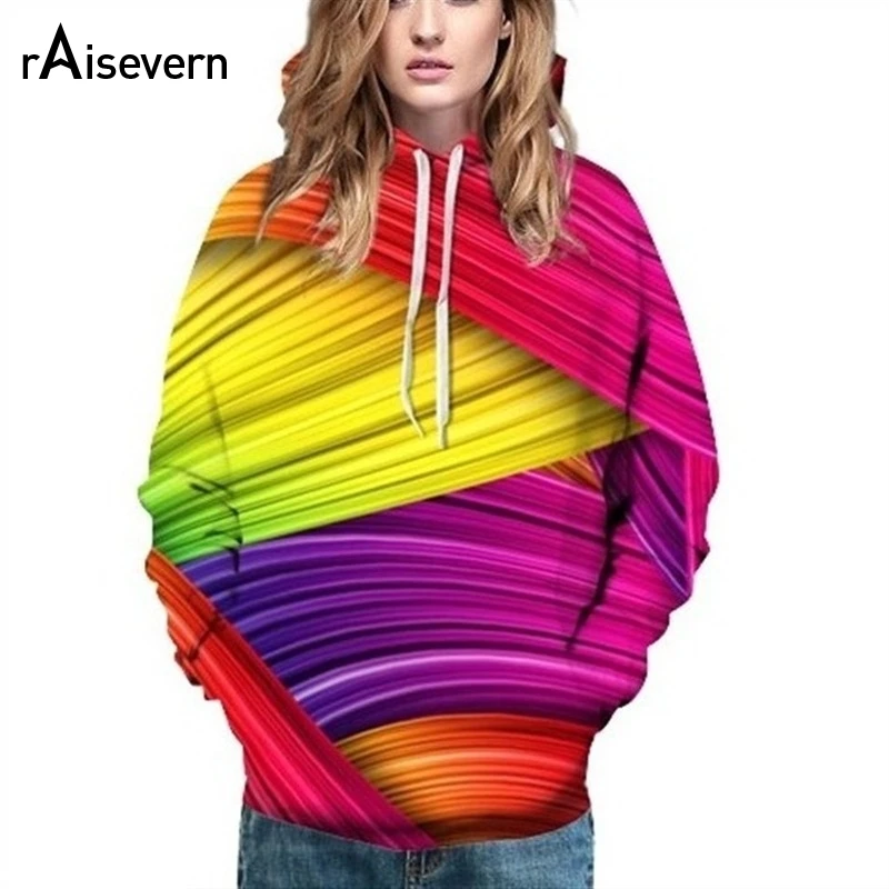 

Raisevern New Hooded Hoodies 3D Men/Women Bright Colorful Ribbon Print 3d Sweatshirts Unisex Pullovers Plus Size S-3XL Dropship