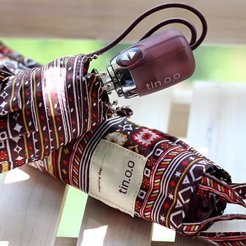

2019 New Fashion business grid and Bohemia style national characteristics exquisite craft fully automatic folding umbrella