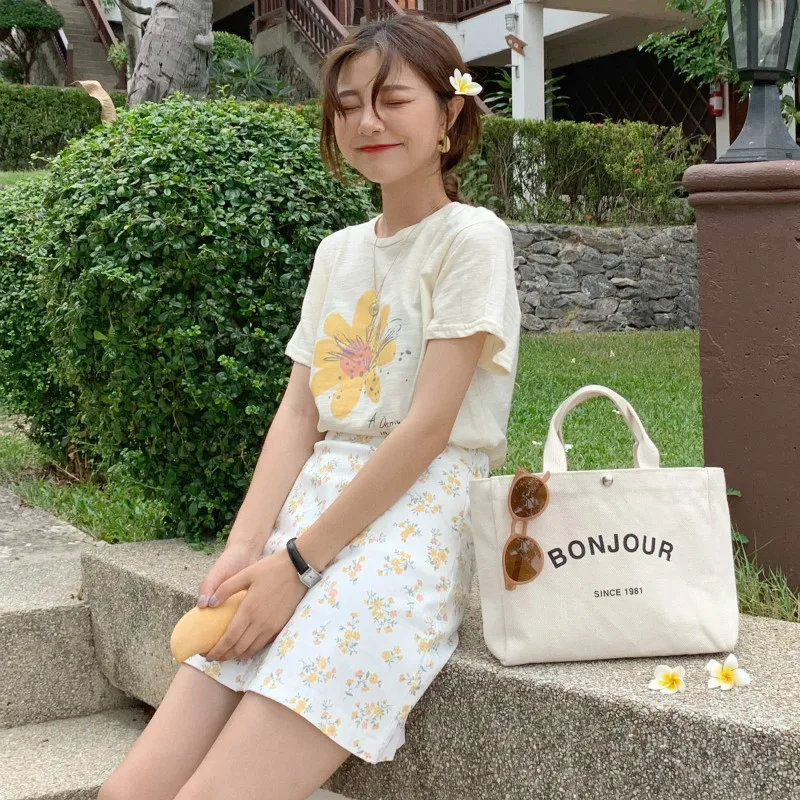 

2 Piece Sets Womens Outfits Short Sleeve Blouses and Mini Floral Skirt Casual Women's Suit Female Two Piece Skirt Set