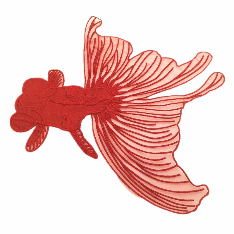 Embroidery Goldfish Patch Embroidered Fish Patches (5)
