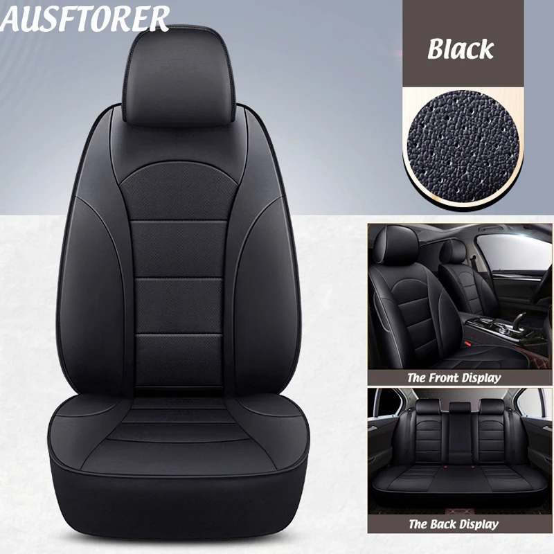 AUSFTORER Custom Cowhide Leather Auto Covers Seat for Volvo C30 Car