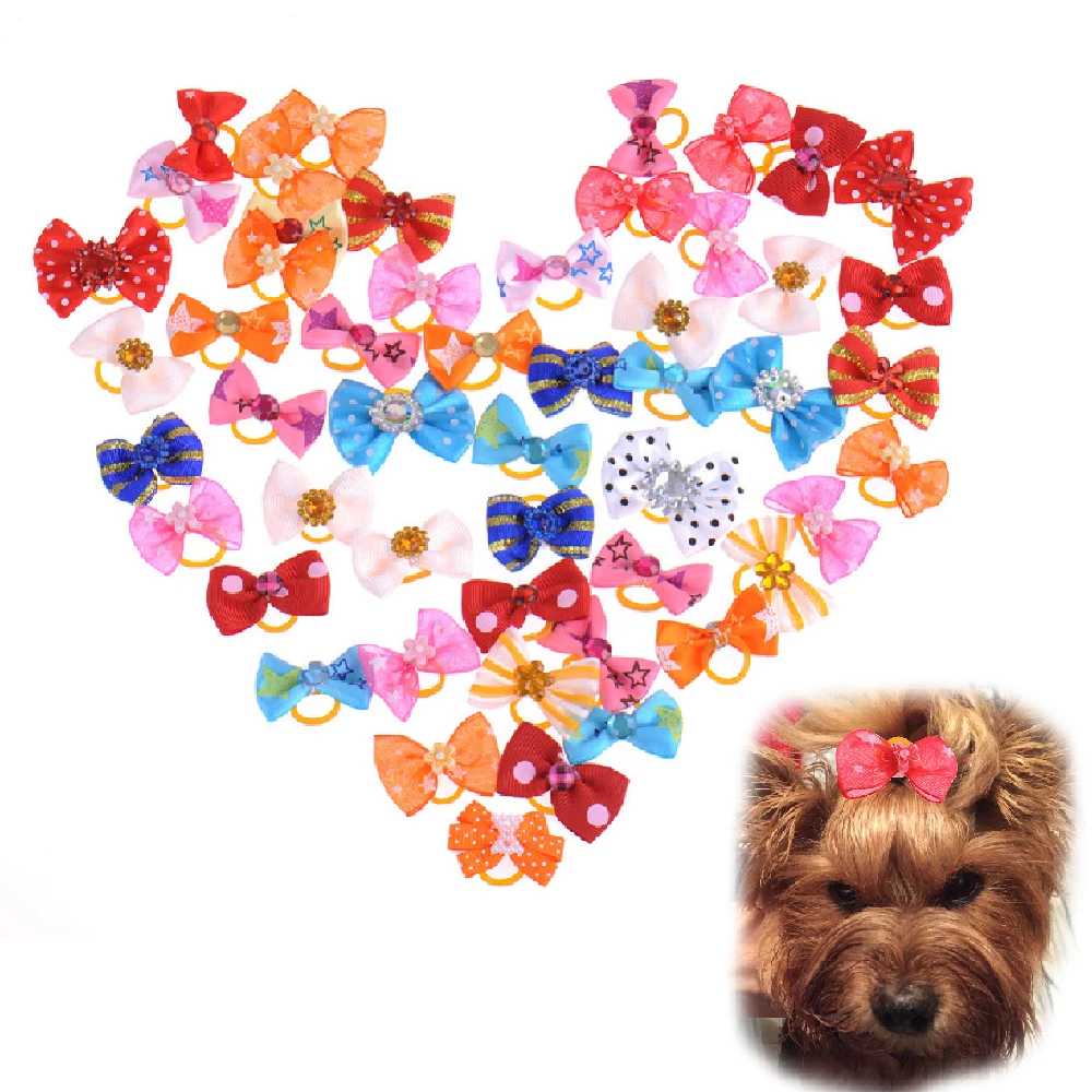 100PCS Colors Cats Dog Tie Holiday Decoration Christmas Grooming Wedding Accessories Dogs Bow tie Collar Pet Toys Accessories (2)