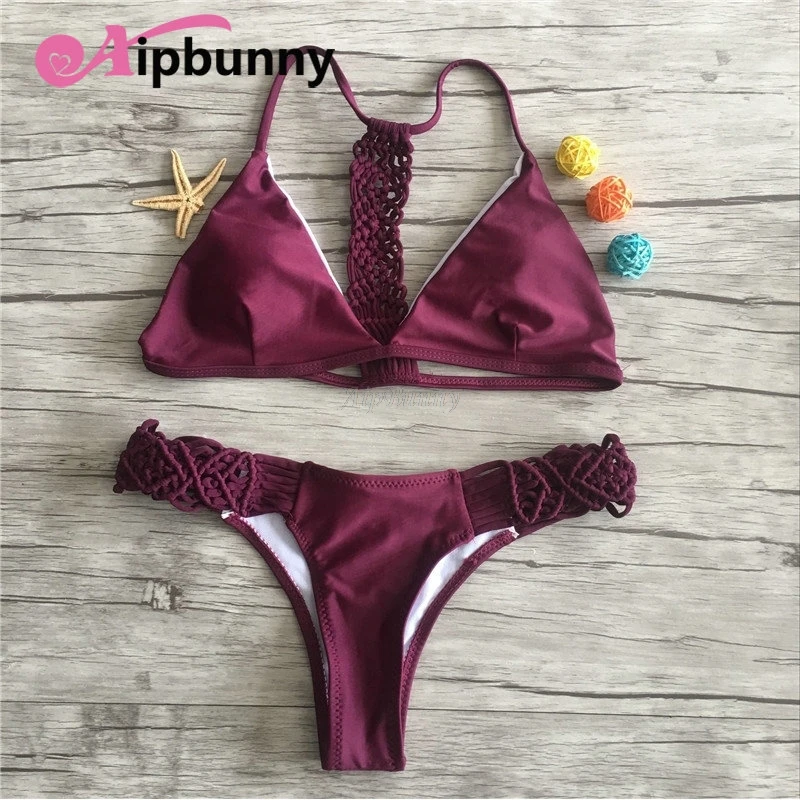 

Aipbunny Brazilian Sexy Hand Made Braid Bikinis Set maillot de bain femme 2018 Swimwear Women Bathing Suit Mayo Swimsuit Biquini