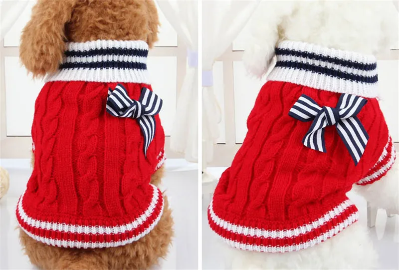 Navy Blue Red Pet Dog Clothes Warm Sweater Puppy Coat Winter Outfit For Small Pet Dog Chihuahua Teddy Clothes Dog Sweater Coat  16