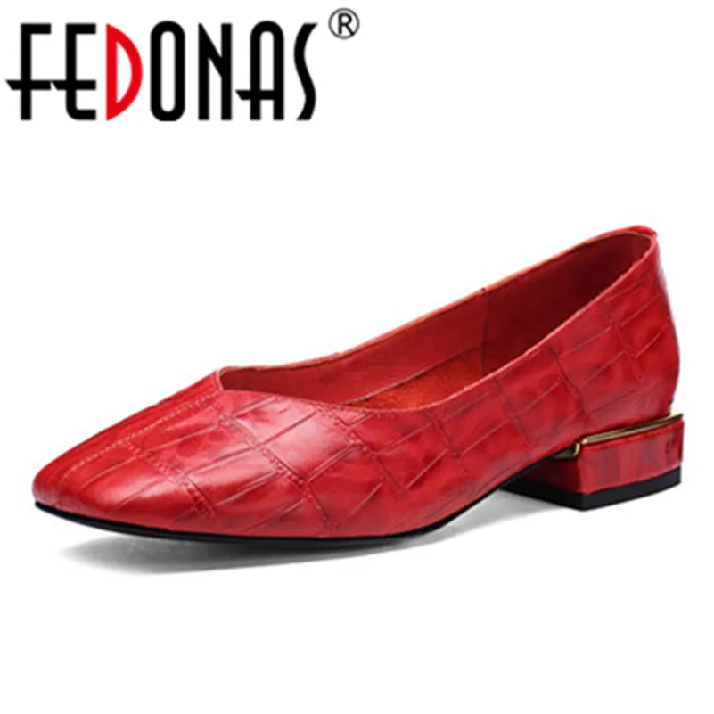 FEDONAS Top Quality Women Cow Leather Basic Pumps Shallow Toe Slip-On Wedding Party Shoes Woman Square Toe New Basic Pumps FEDONAS Top Quality Women Cow Leather Basic Pumps Shallow Toe Slip-On Wedding Party Shoes Woman Square Toe New Basic Pumps