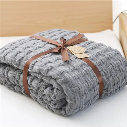 Одеяло для дивана, чехол для дивана, одноцветное одеяло для дивана/кровати/самолета/офиса, для путешествий, прямоугольное стеганое одеяло s - Цвет: Dark gray
