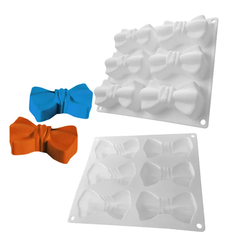 French 6 even bow mousse cake mold diy baked dessert silicone handmade soap household baking silicone mold Chocolate clay AprO1 (1)