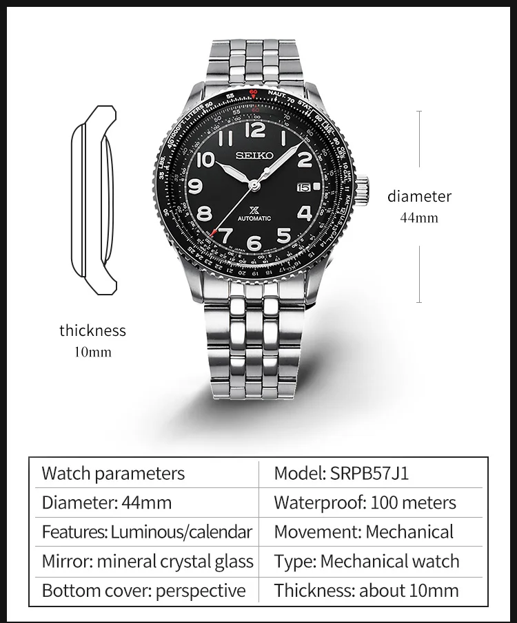 Оригинальные мужские спортивные часы Seiko, Водонепроницаемость 100 м, часы для дайвинга, автоматические механические наручные часы, гарантия