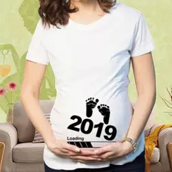 Одежда для беременных летние футболки повседневное беременность хлопок для женщин Мода ребенок след 2019 печатных беременность Топы