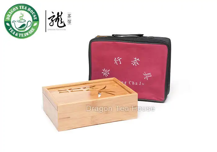 

Traveller's Bamboo Sliding Cover Box Porcelain Teaset
