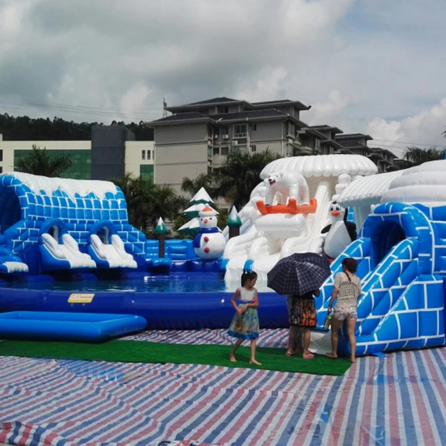 Mega Ice World Inflatable Water Park for adults and kids, Outdoor white bear water park equipment 1