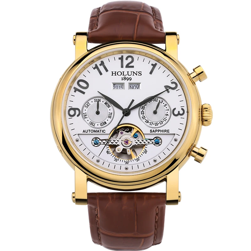 2016 Hot sale authentic fashion business men s mechanical watches hollow waterproof leather strap luxury minimalist