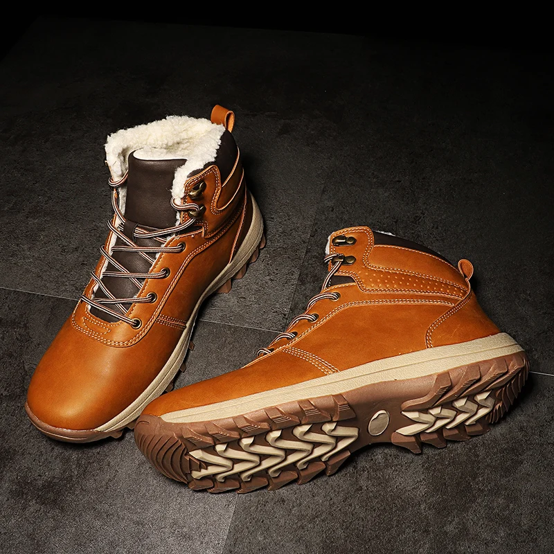 

Men Boots Winter With Fur 2019 New Warm Snow Boots Men Winter Boots Work Shoes Men Footwear Fashion Rubber Ankle Shoes 39-48