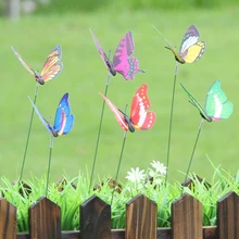 10 шт. 7 см искусственные украшения для сада бабочки Моделирование Бабочка колья двора газон Декор Поддельные бабочки случайный цвет