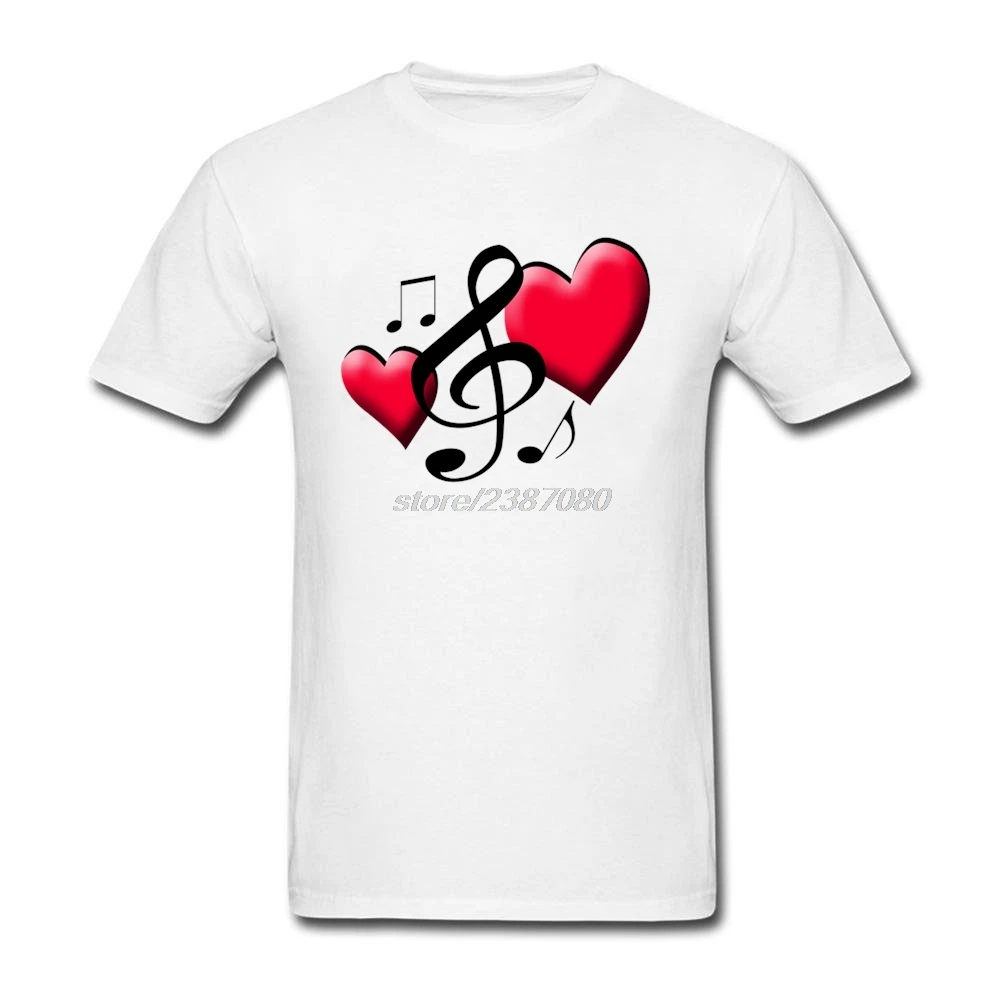 

Teenage Short Sleeved Clothing Music Note Love Hearts Tee Tops Hombre Round Neck Funny Funny Printed T Shirts