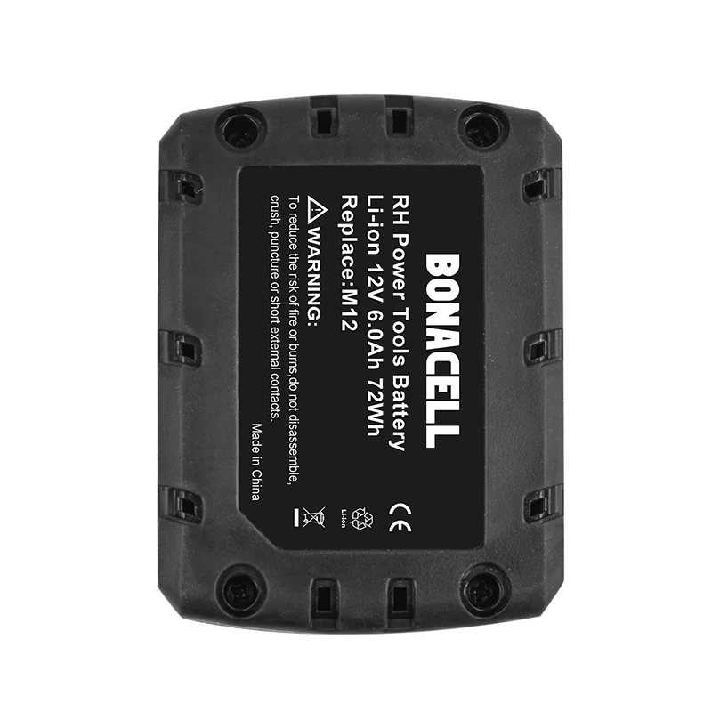  BATTOOL 6000mAh 12V Power Tool Rechargeable Li-ion Battery Replacement Battery Backup 6.0Ah for Mil