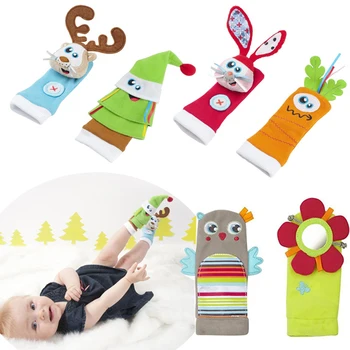 

0-12 Months Newborn Soft Animal Rattles Toys Educational Plush Foot Socks BabiesFor Children Baby Toys