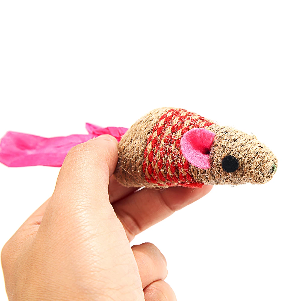 Забавные игрушки для Cat поддельная мышь игрушка из сизаля питомец весело