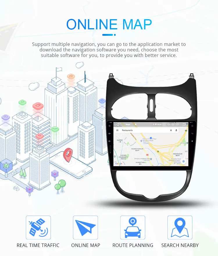 Sale LJHANG 9" Android 9.0 Car Radio Multimedia Player For Peugeot 206 2000-2014 2015 2016 GPS Navi 1DIN Auto Stereo HeadUnit WIFI fm 5