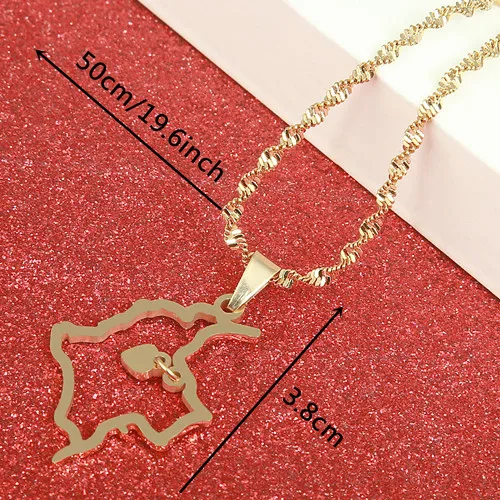 Колумбия карта кулон ожерелье для женщин золотой цвет ювелирные изделия карта колумбийских ювелирных изделий - Окраска металла: С черным покрытием, нанесенным краскопультом