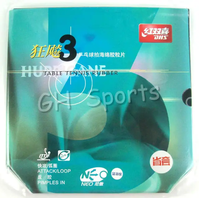 Best price at $101 Cheap Blue Sponge Version DHS NEO Provincial Hurricane3 Hurricane 3 Black Pips-In Ping Pong/ Table Tennis Rubber With Sponge