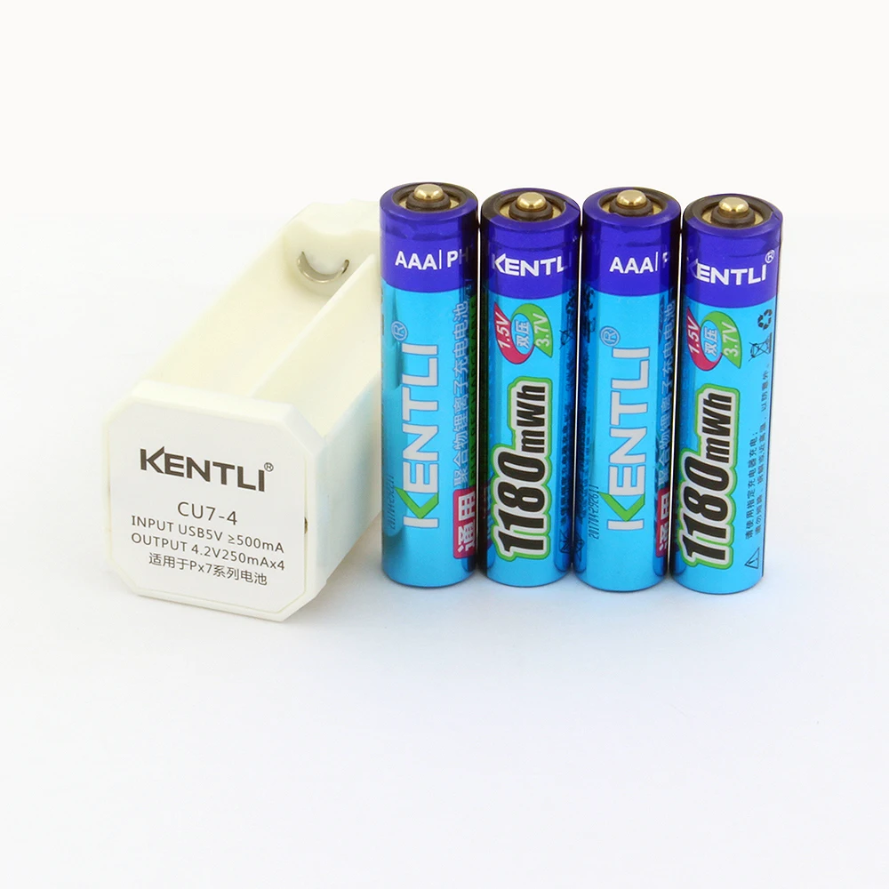 KENTLI 4 шт. 1 5 В 1180mWh AAA литиевая литий ионная аккумуляторная батарея + канала