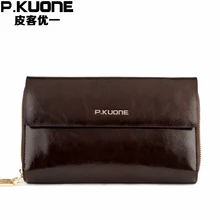 Известный бренд, роскошный мужской клатч из яловичного спилка, Длинные деловые сумки, двойная молния, кошелек для телефона, мужские клатчи, кошельки