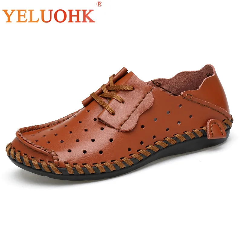 

Summer Shoes Men Breathable Leather Shoes Men Lace Up Comfortable Men Leather Shoes