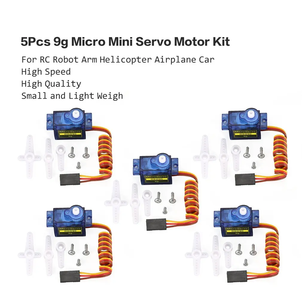 

Hot! DXW 90 5Pcs/lot 9g Micro Mini Servo Motor Horns for SG90 RC Robot Arm Helicopter Foamy Airplane Car Boat Spare RC Parts Toy