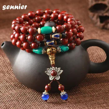 

Natural 8mm red sandalwood beads women bracelets Tibetan buddha prayer Mala Bracelet Yoga jewelry Girls Necklace