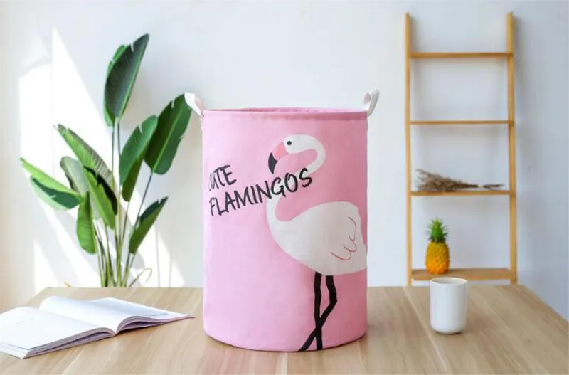 Фламинго Птица складной корзина для хранения Box Одежда разное игрушка Прачечная портативный висит белье ведро домашнего хранения организатор - Цвет: Pink Flamingo
