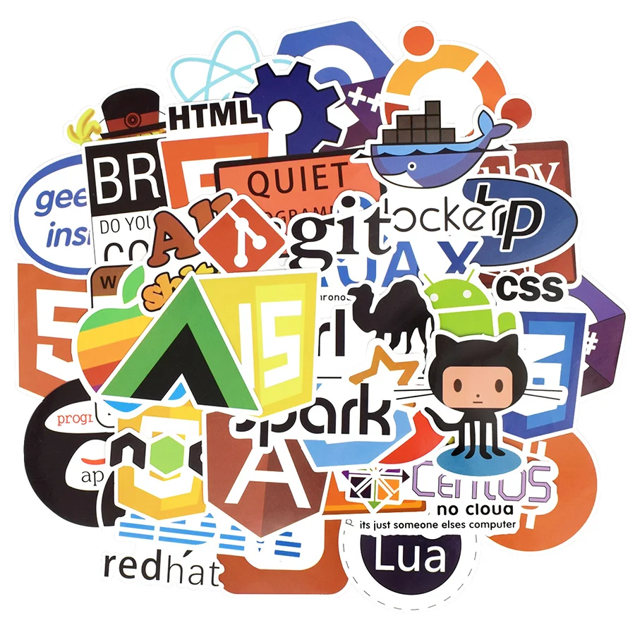 50 PCS Programming Language Sticker Java Html APP Software Program Stickers for Geek DIY Laptop Macbook Computer Phone PS4