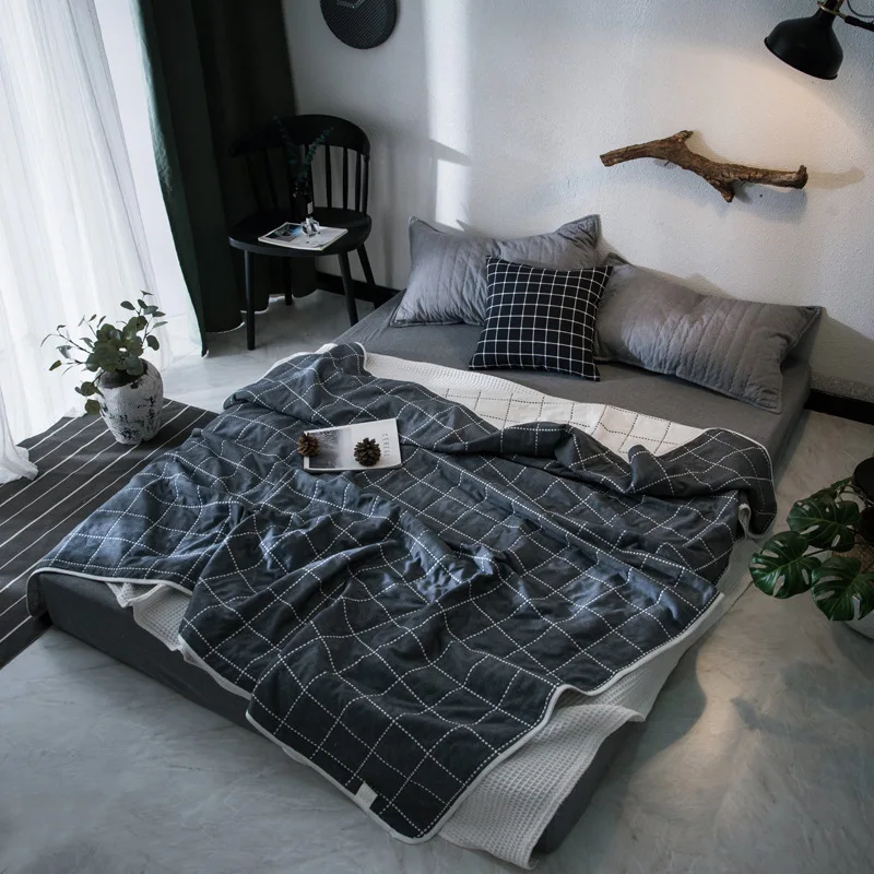 6 Слои хлопок марлевые одеяла мягкие летние покрывало 150*200 200*240 см крашенная в пряже геометрический дышащая диван-кровать Одеяло - Цвет: 20