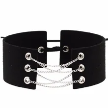 16 colori Nuovo Bijoux Nero Girocollo in Velluto Argento Catene di colore Sexy Collana di Dichiarazione Della Catena A maglia Del Merletto Up Del Collare Del Choker Collane