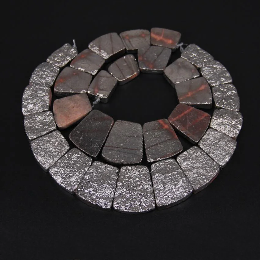 more color choice,15pcs/str Titanium Red Aventurine Top Drilled Slab Loose Beads Necklace,Rough Stones Graduated Slice Pendants