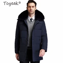 Tcyeek зимний мужской пуховик мода теплый толстый 90% белый пуховик мужской с большим меховым воротником Длинная Верхняя одежда L687LW560