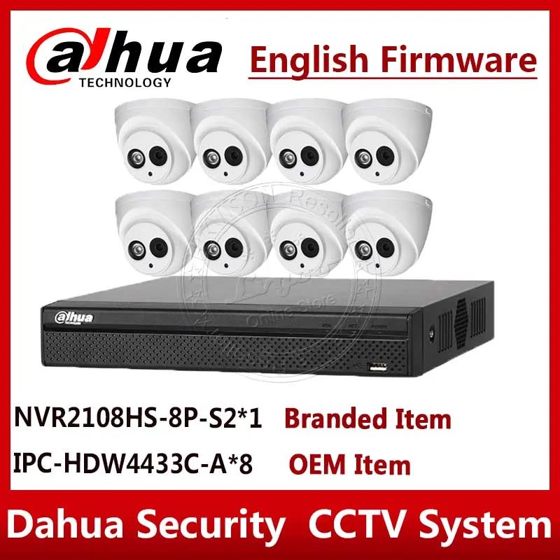 Экспресс доставка Dahua безопасности Камера Системы 8 шт./лот 4MP IP IPC HDW4433C A & 8ch 8POE