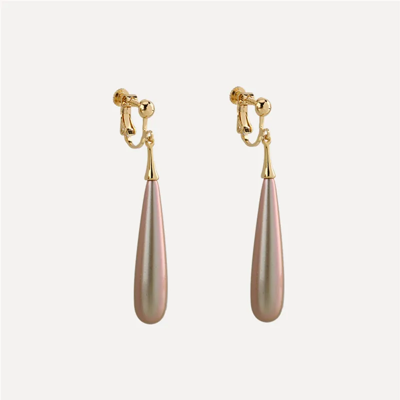 

Korean temperament pearl ear clip female popular delicate candy color earring without earhole small ornaments painless earrings