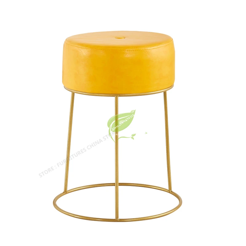 

Nordic Iron Simple Modern Shoes Bench Pink Gold Bedroom Furniture Makeup Stool Dotomy Iron Bar Stools Ottoman Tabouret
