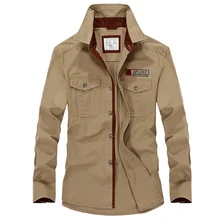 Plus größe 5XL 100% Baumwolle Neue 2016 Herbst Military Männer Shirts Langarm Freizeit Kleidung Männlich Europa Arbeiter Kleidung