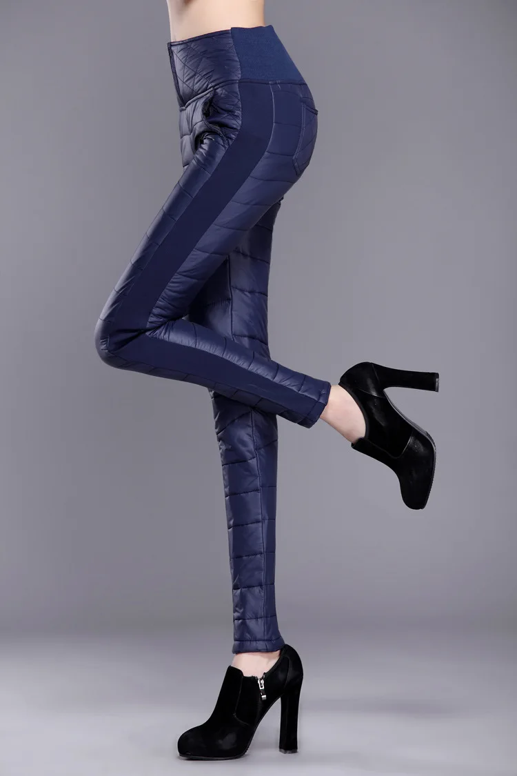 Модные женские брюки с высокой талией, верхняя одежда, узкие брюки для женщин, зимние женские облегающие теплые плотные пуховые брюки размера плюс, брюки S-6XL