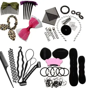 

Twist Hairstyling Tools Set DIY Magic Hair Braider Sponge Donut Bun Fluffy Pads Spiral Hair Clip Hairpins Ponytail wholesale