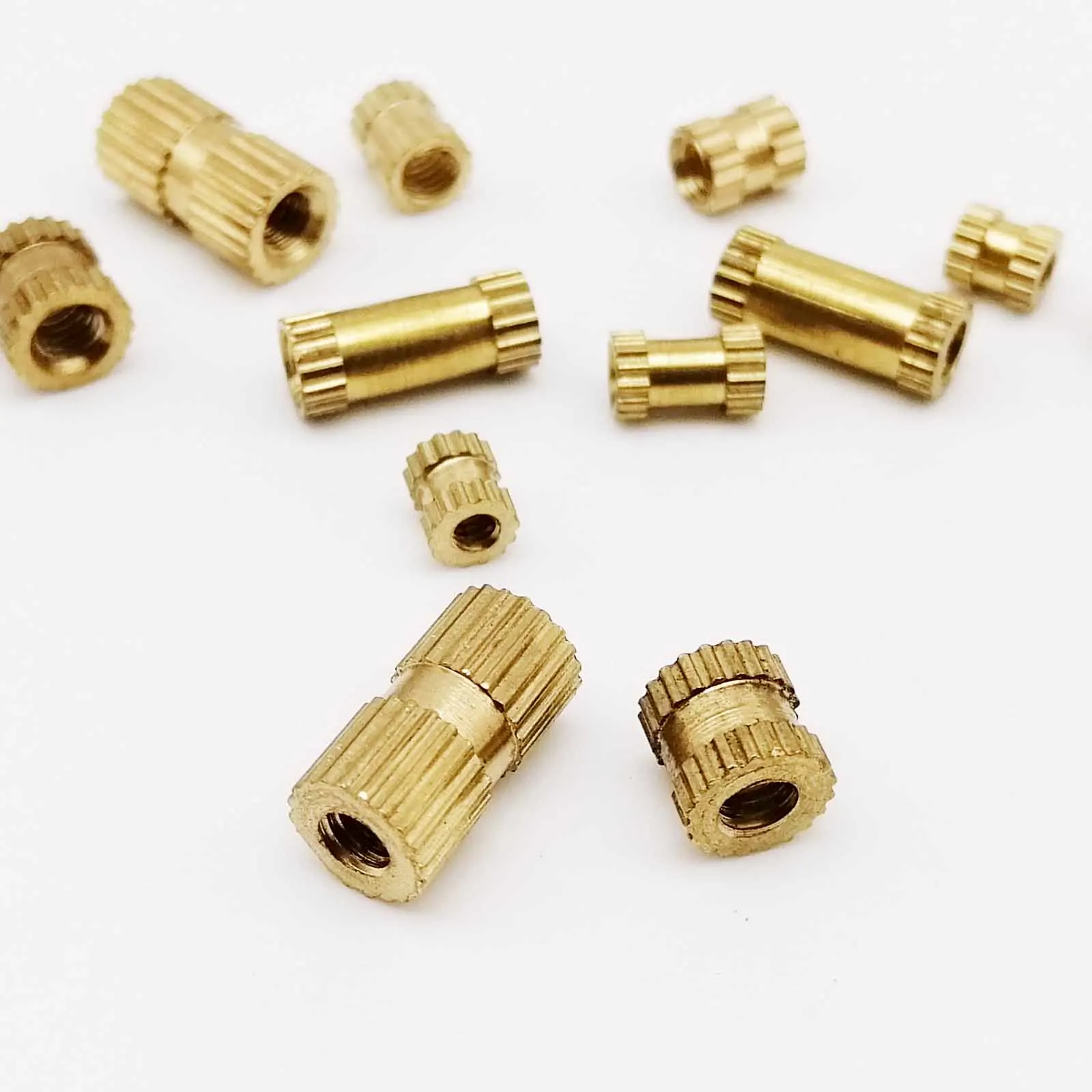 

50X M2 M2.5 M3 Solid Brass Pure Copper Metric Thread Injection Molding Knurl Insert Nut Nutsert Round Shape Column OD 3.5 4 5mm