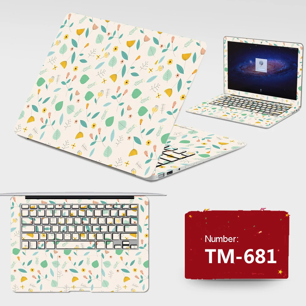 New Fashion Laptop Stickers Free Decal Stickers PVC Skins Waterproof ABC Sides+Keys+Key Interstice Stickers For lenovo S206 Case