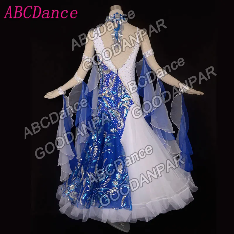 Бальное танцевальное платье без рукавов с открытой спиной Вальс/Танго/стандарт/фокстрот танцевальные платья Взрослый женский костюм для профессиональных танцев