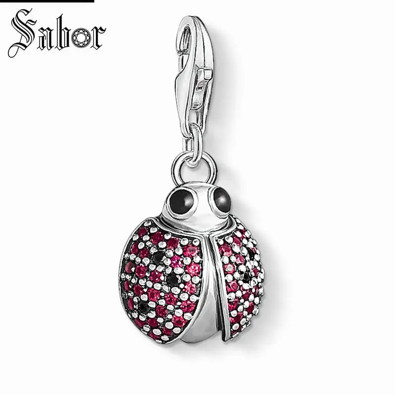 

thomas Red CZ Ladybug Charm Pendant, 2019 Fashion Jewelry For Women Girls,Romantic Gift 925 Sterling Silver Fit Bracelet charms